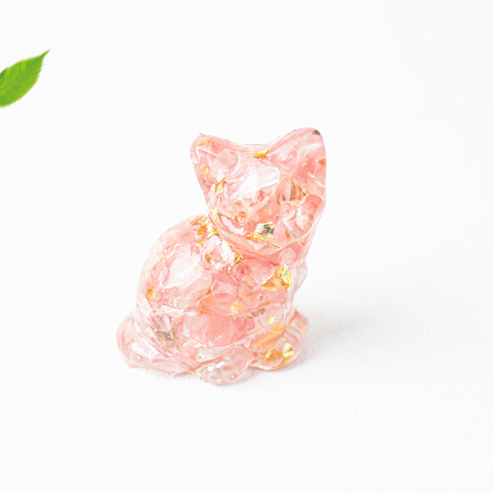 Wholesale Natural crystal gravel cute cat ornaments